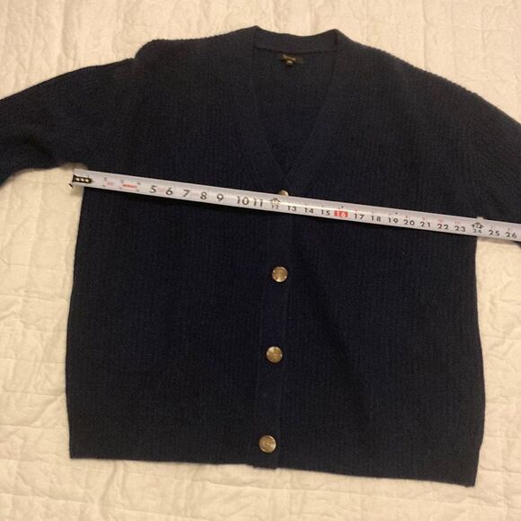 Quince 100% Cashmere Mongolian Oversized Jenni Kayne Boyfriend Cardigan Navy XS - Picture 7 of 9